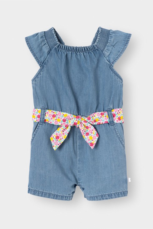 Kurzer Tencel-Einteiler blau Kleinkind Mädchen 1