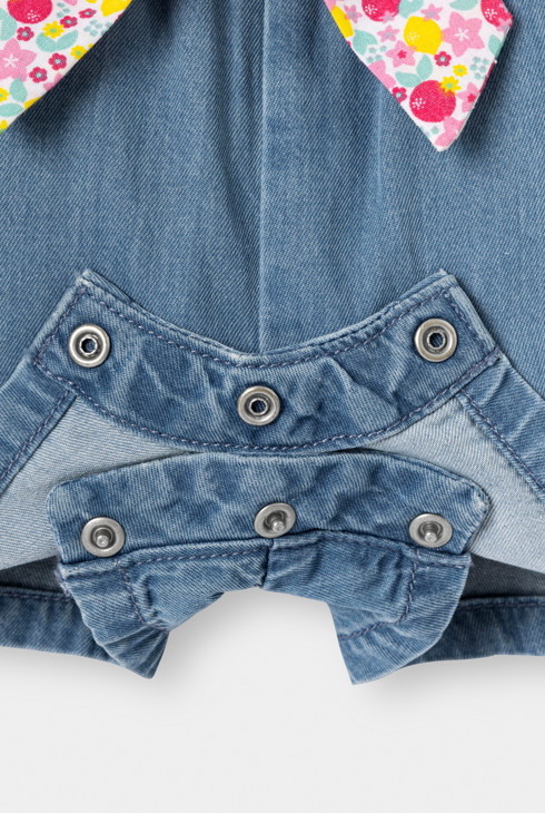 Kurzer Tencel-Einteiler blau Kleinkind Mädchen 2