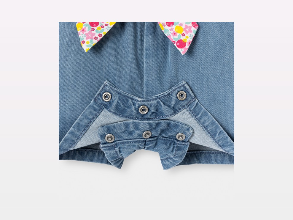 Mono corto algodón tencel azul bebé niña 2