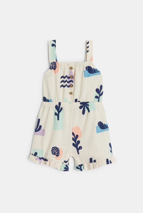 Combi courte à bretelles blanc bébé fille