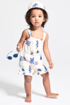 Combi courte à bretelles blanc bébé fille 1