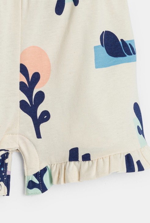 Combinaison Courte Obaïdi Bébé Fille 6 Mois - Motif Papillons Blanc Cassé - Occasion Parfait état
