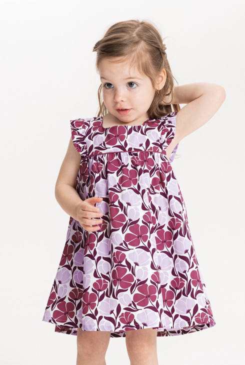 Geblümtes blasslila Trägerkleid Kleinkind Mädchen 2