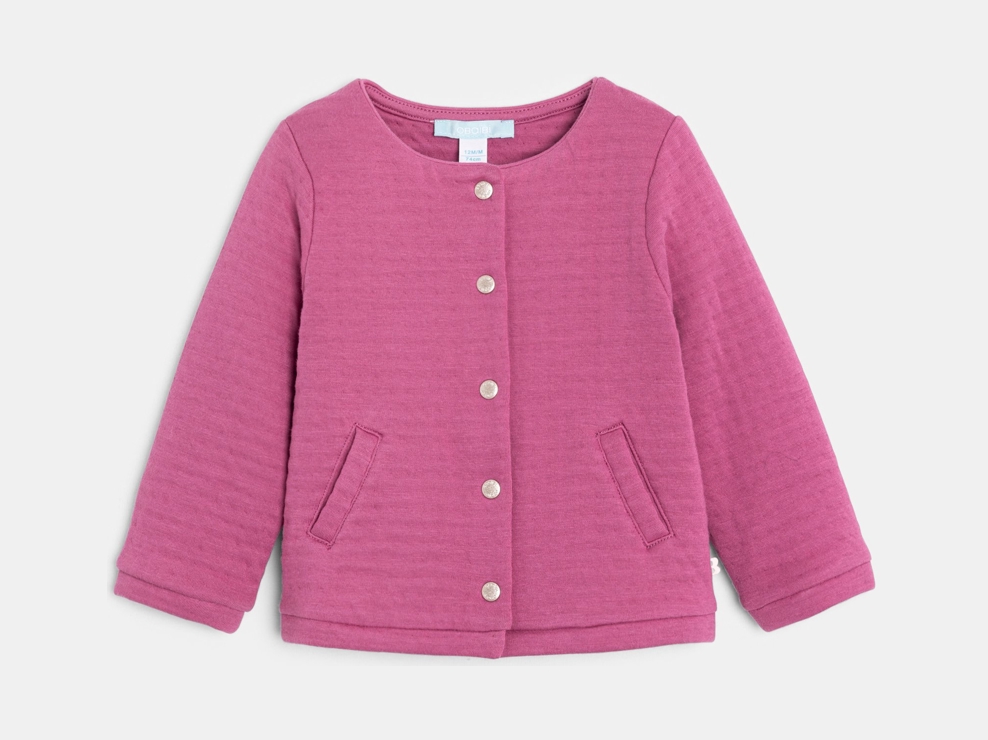 Gilet molleton fantaisie mauve bébé fille 1