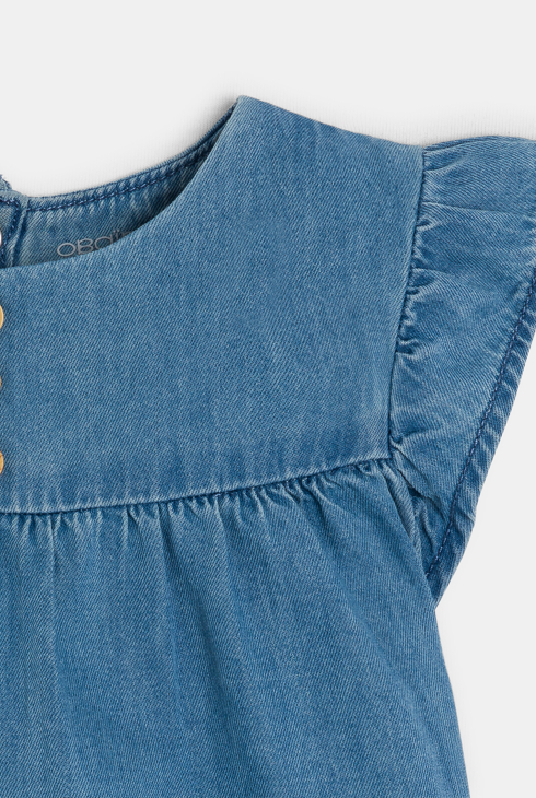Bluse aus Tencel-Baumwolle blau Kleinkind Mädchen