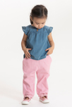 Blusa algodón tencel azul bebé niña 1