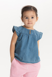 Blusa algodón tencel azul bebé niña 4