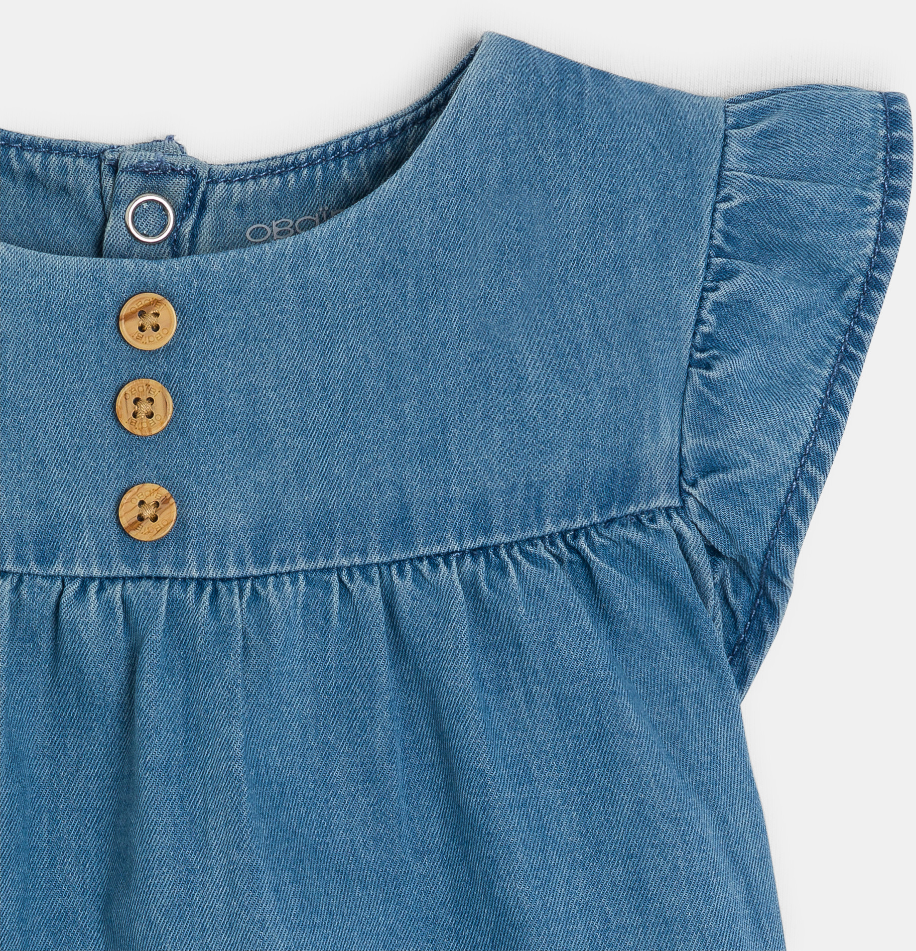 Blouse coton tencel bleu bébé fille