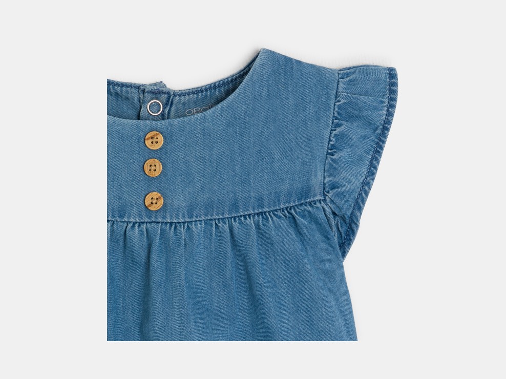 Blauw bloesje van katoen tencel voor babymeisjes 2
