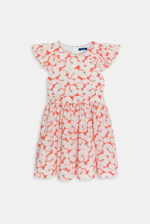 Girl's printed orange flared dress 2