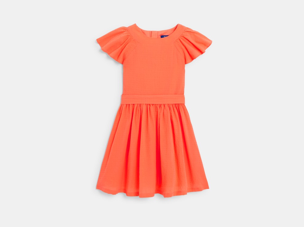 Schickes oranges Kleid mit Schmetterlingsärmeln für Mädchen 2