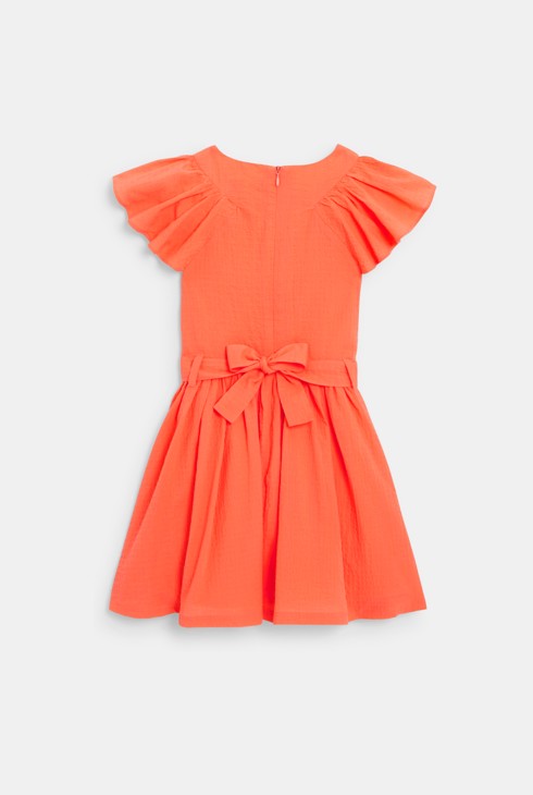 Robe chic à manches papillon orange Fille