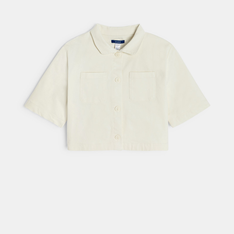 Kurze beige Stoffjacke für Mädchen