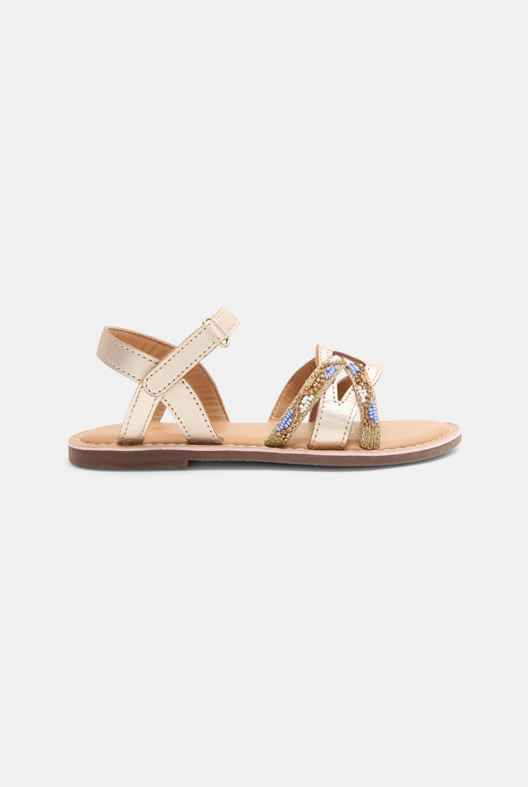 Sandales à brides cuir tressé irisé fille 1
