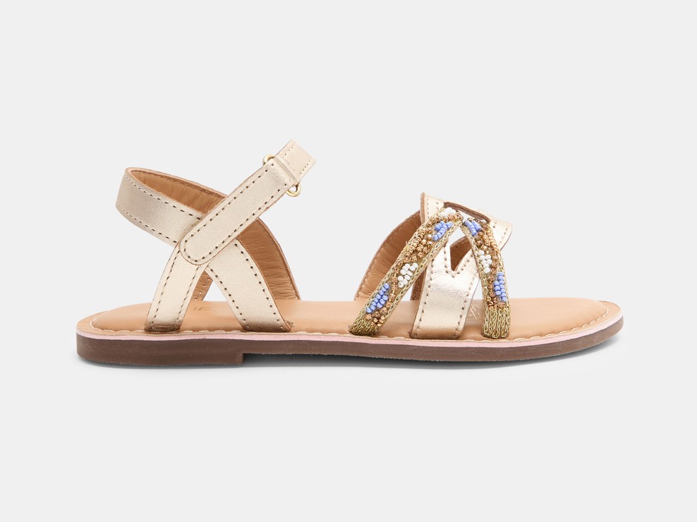 Sandales à brides cuir tressé irisé fille 1
