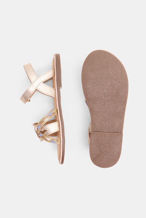 Schillernde Sandalen mit geflochtenem Lederriemen für Mädchen 2