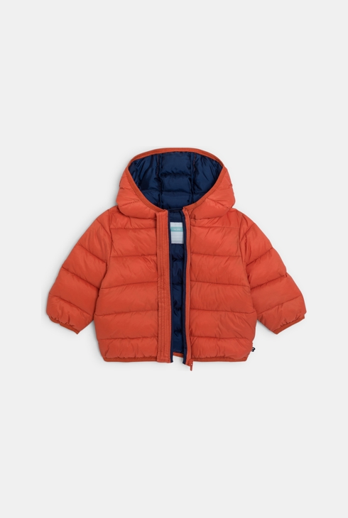 Leichte orangefarbene Steppjacke mit Kapuze Kleinkind Junge oder Mädchen
