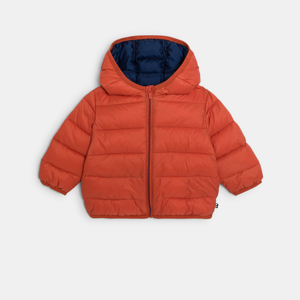 Leichte orangefarbene Steppjacke mit Kapuze Kleinkind Junge oder Mädchen 1