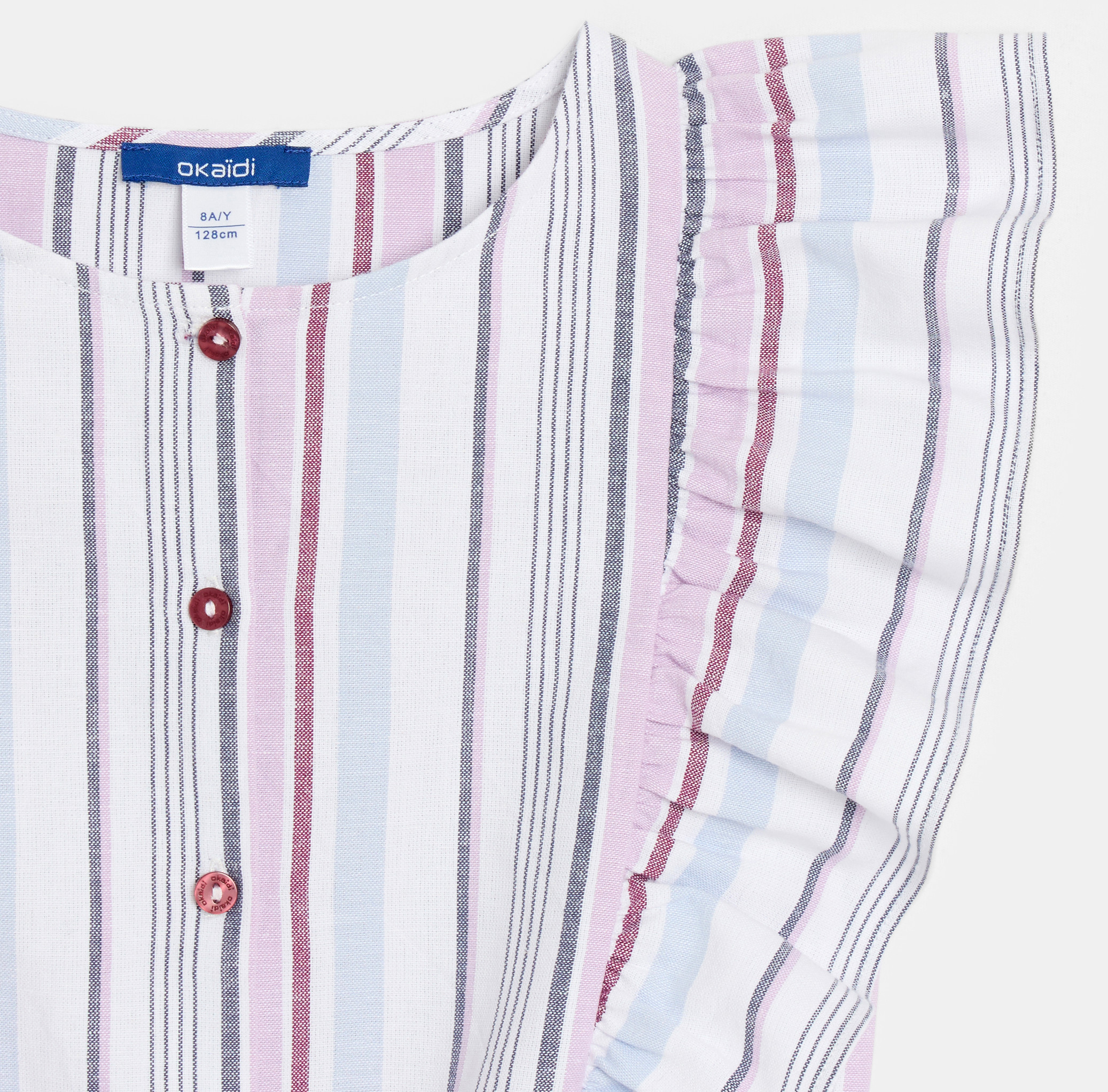 Blouse rayée volantée mauve Fille