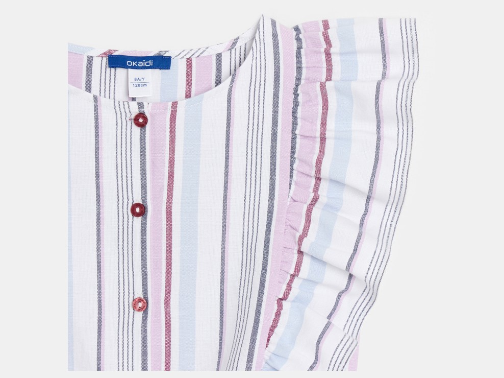 Blouse rayée volantée mauve Fille 2