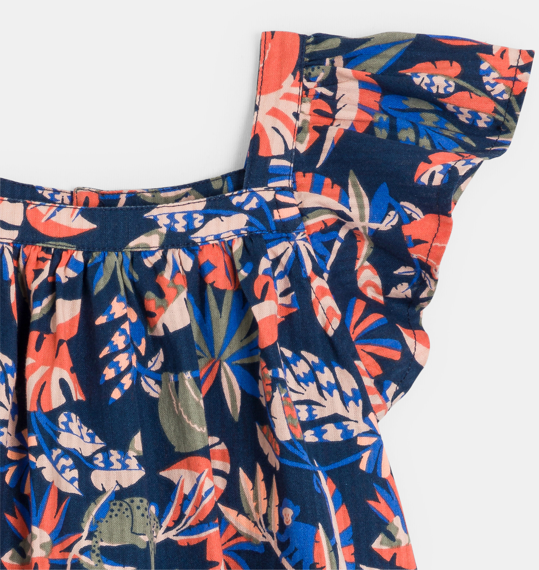 Blaues Baumwollkleid mit Tieren Kleinkind Mädchen 2