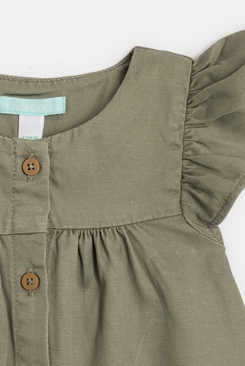 Fließendes Kleid aus Tencel in Kaki-Grün für kleine Mädchen