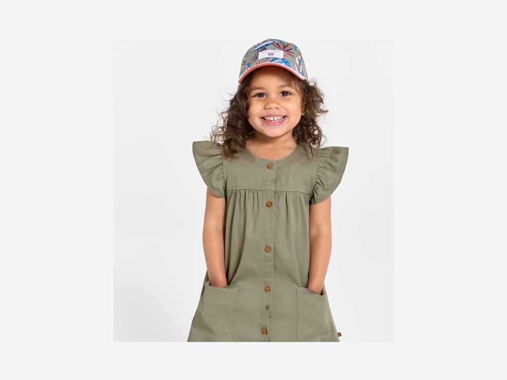 Fließendes Kleid aus Tencel in Kaki-Grün für kleine Mädchen 1