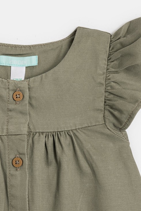 Robe fluide tencel vert kaki bébé fille