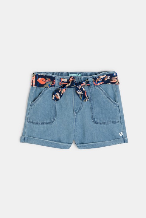 Bluse mit Rüschenkragen und Shorts aus leichtem Denim in Blau Kleinkind Mädchen 2