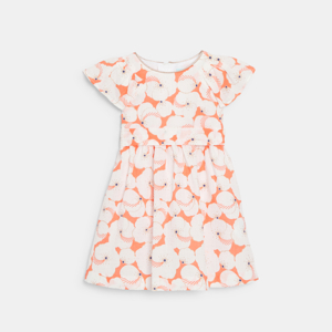 Oranje chique jurk met bloemenprint voor babymeisjes 1