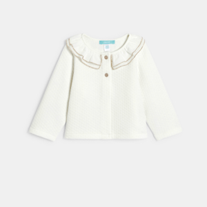 Gilet cérémonie coton fantaisie blanc bébé fille 1