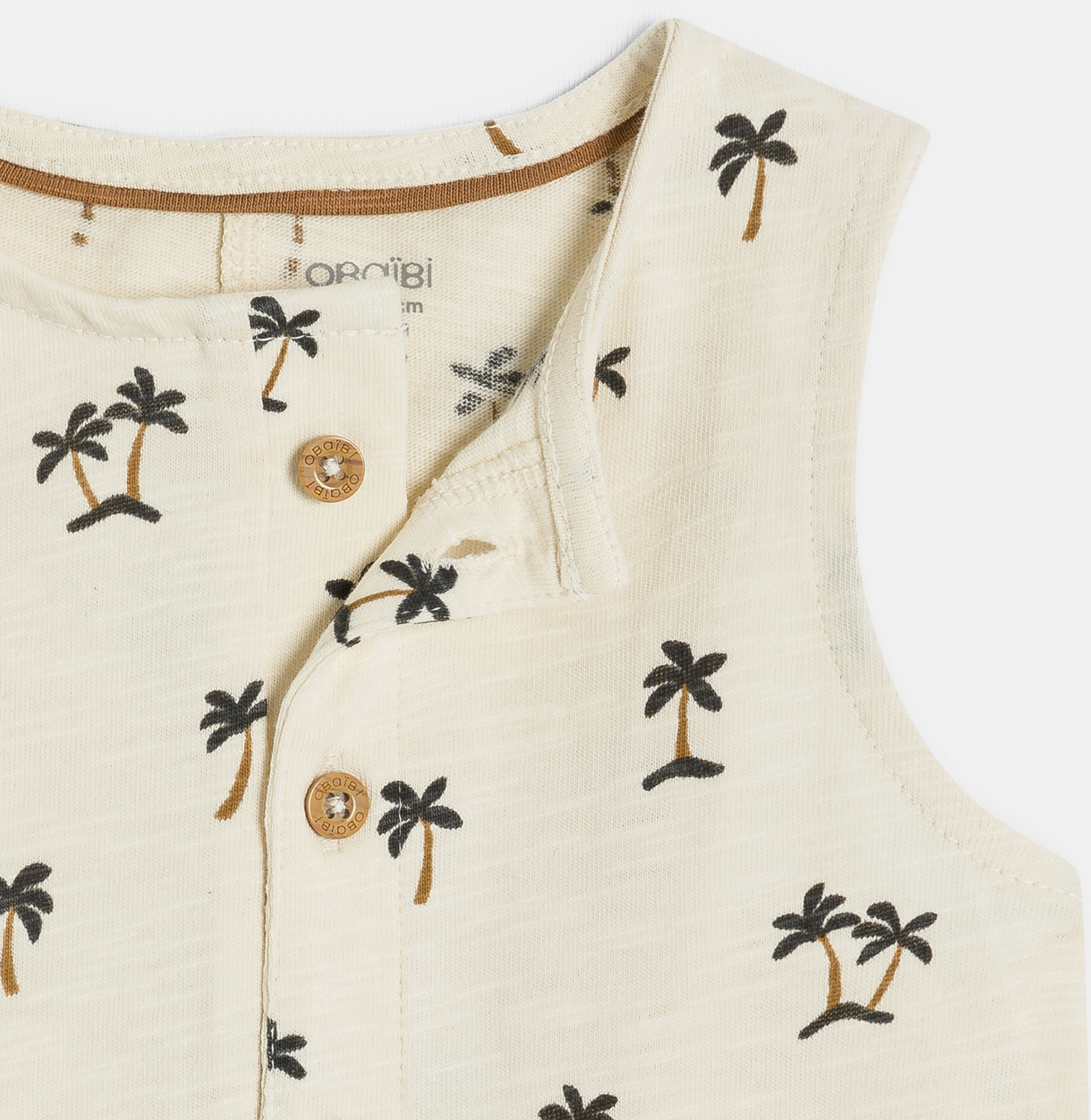 Combi courte jersey fantaisie palmiers beige bébé garçon