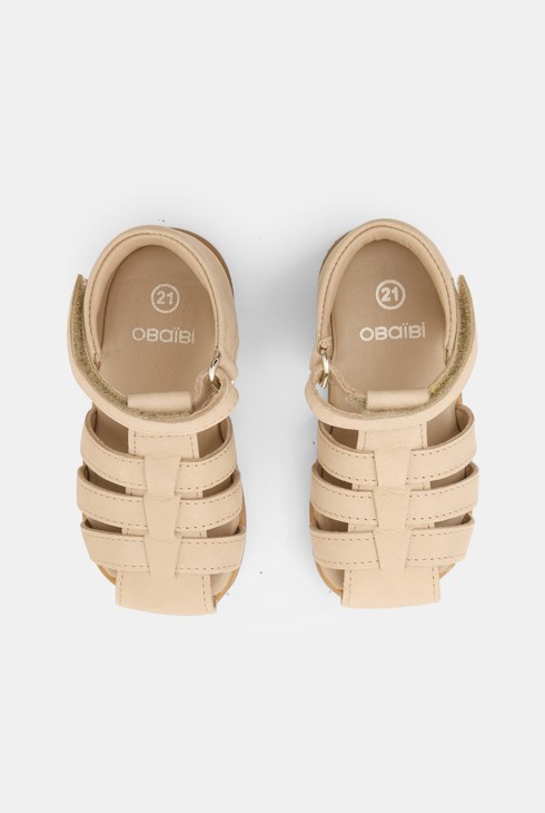 Beige Ledersandalen zum Laufenlernen Kleinkind Junge 2