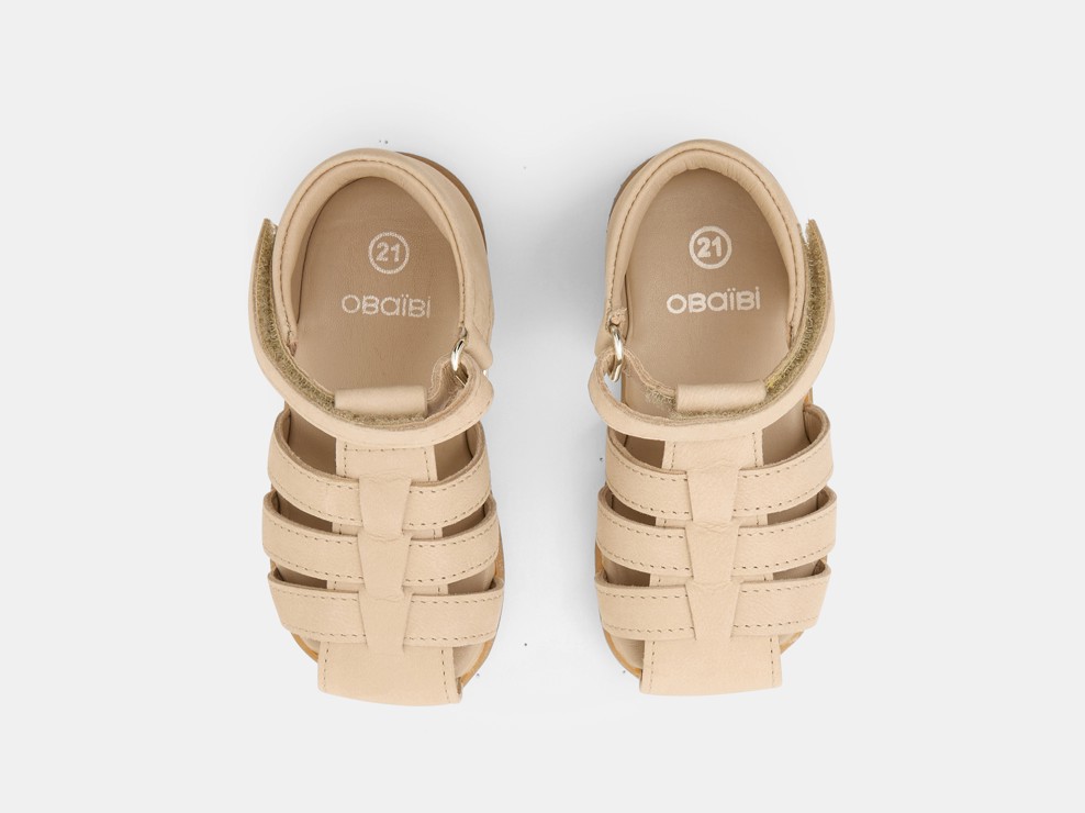 Sandales premiers pas cuir beige bébé garçon 2