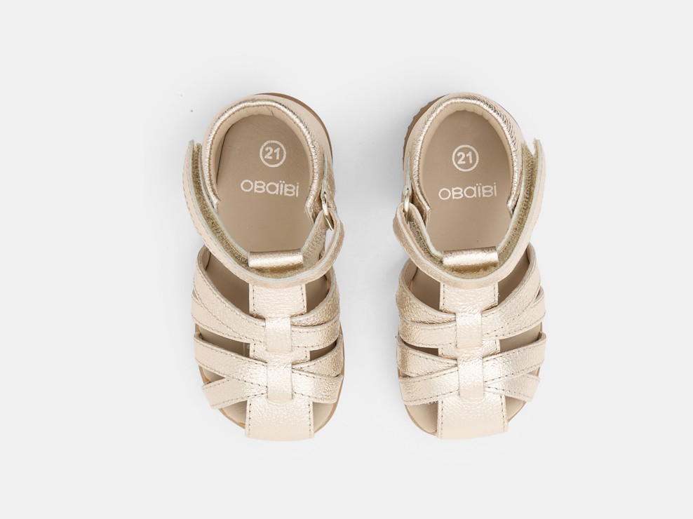 Sandales premiers pas cuir irisé bébé fille 2