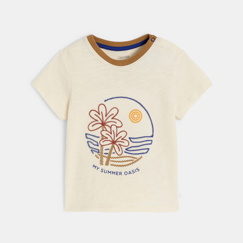 Weißes T-Shirt mit Strand-Aufdruck Kleinkind Junge