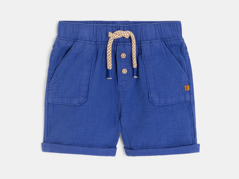 Short coton souple bleu bébé garçon 1
