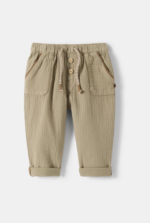 Hose Baumwollgaze beige Kleinkind Junge 1