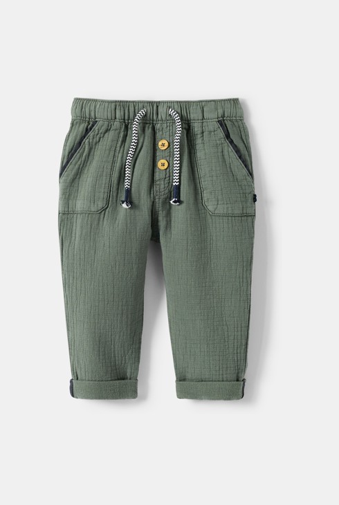 Hose Baumwollgaze grün Jungen 2