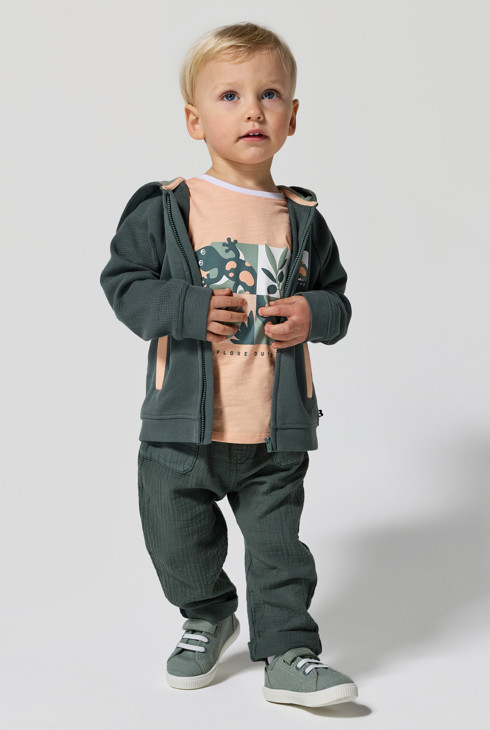 Hose Baumwollgaze grün Jungen 1