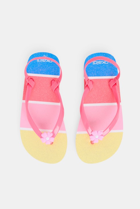 Mehrfarbige Flip-Flops mit Blumen und Streifen für Mädchen 2