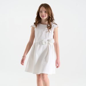 Robe chic uni fleurs en détail blanc Fille 1