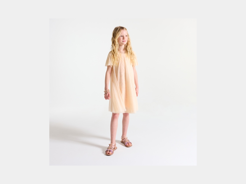 Robe de fête à paillettes nude Fille 1