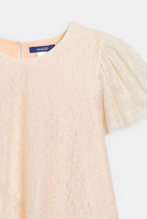 Robe de fête à paillettes nude Fille