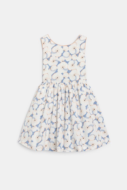 Girl's chic blue printed flared dress 2