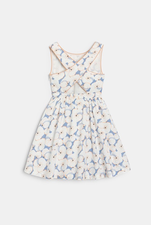 Robe chic imprimée évasée bleu Fille