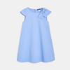 Robe chic unie nœud épaule bleu Fille