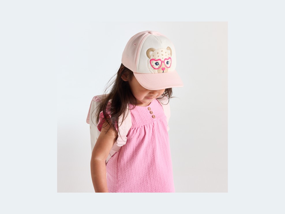 Rosa Cap mit Panthermotiv Kleinkind Mädchen 1