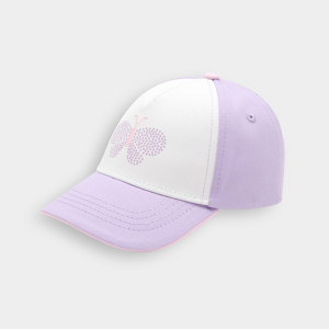 Casquette papillon violet bébé fille