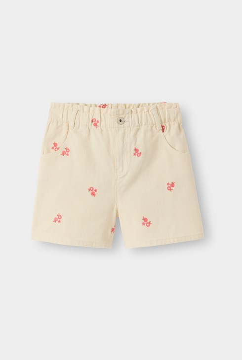 Short denim brodé beige fille 2
